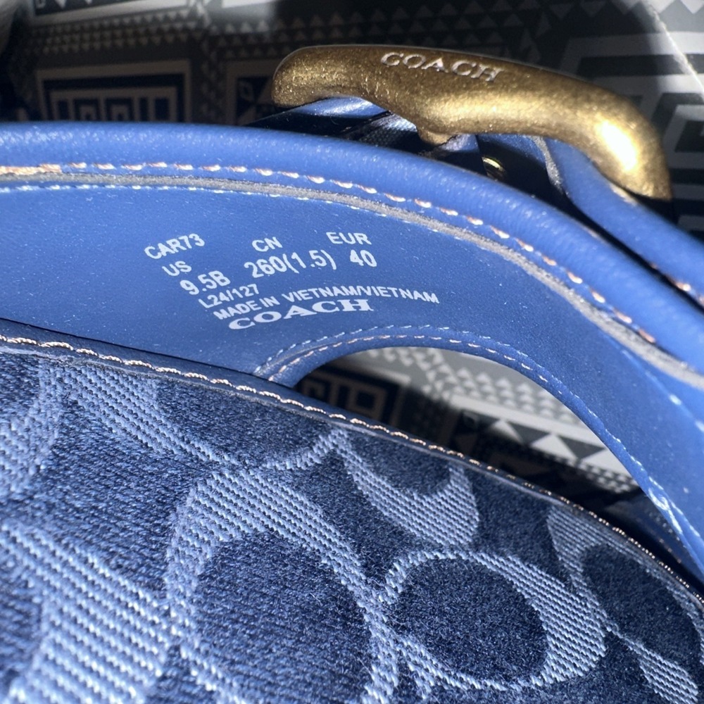 Coach Women Size 9.5B Margot Signature C Slide Sandals Deep Blue Denim Y2K - Picture 14 of 16
